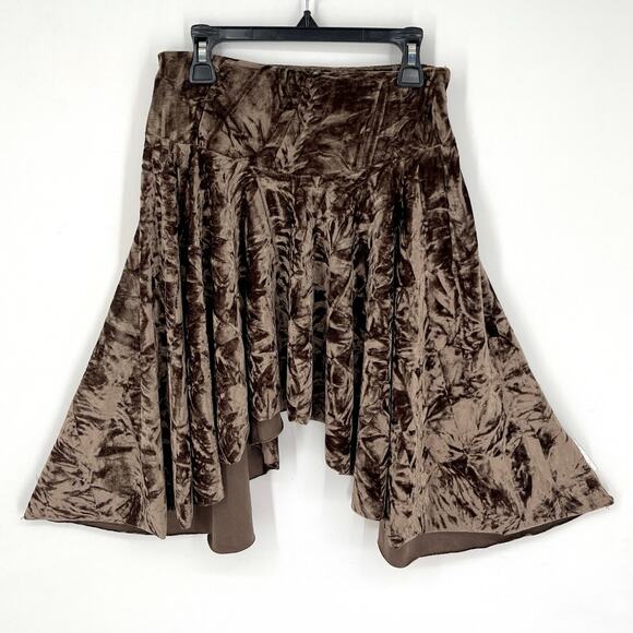 Urban Outfitters Silence + Noise Willa Crushed Velvet Skirt Brown Womens Sz XS - Picture 1 of 12